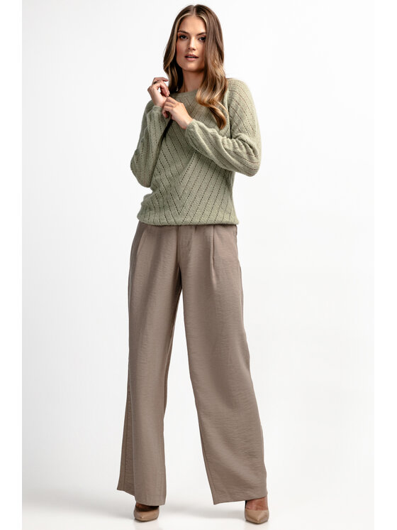 Fobya Fobya Sweter F1894 Zielony Basic Fit