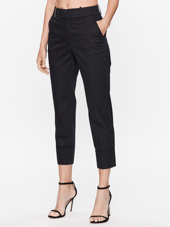 Peserico Peserico Medžiaginės kelnės P04629 Juoda Regular Fit