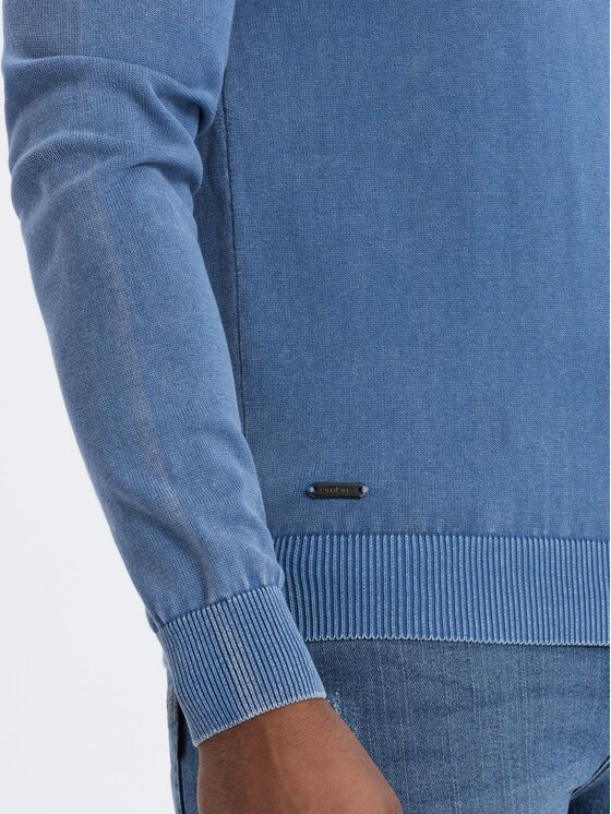 Ombre Ombre Sweter OM-SWOS-0108 Niebieski Fitting Fit