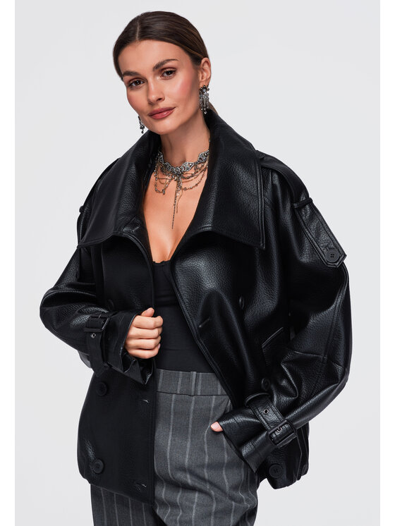 Ombre Ombre Kurtka przejściowa OW-JAFL-0139 Czarny Oversize