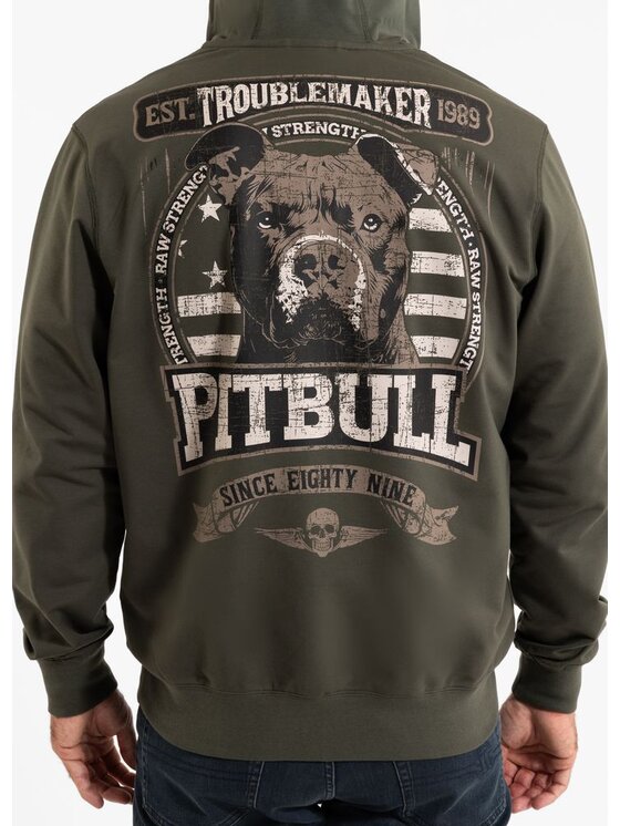 PITBULL PITBULL Bluza Bluza męska rozpinana z kapturem TROUBLEMAKER S Zielony Regular Fit