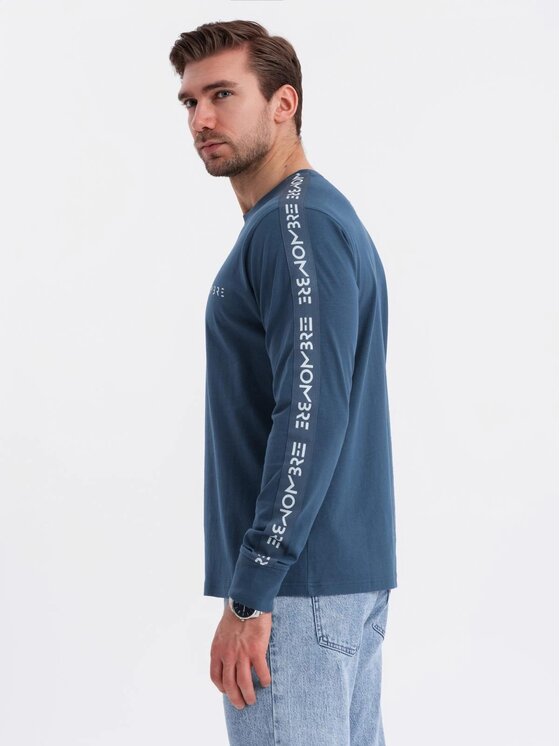 Ombre Ombre Longsleeve OM-LSCL-0127 Niebieski Regular Fit
