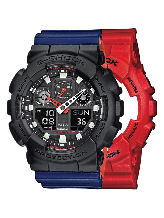 Casio Casio Zegarek SET GA-100B-4AER + BEZEL 10358741 + PASEK 10527467 Niebieski
