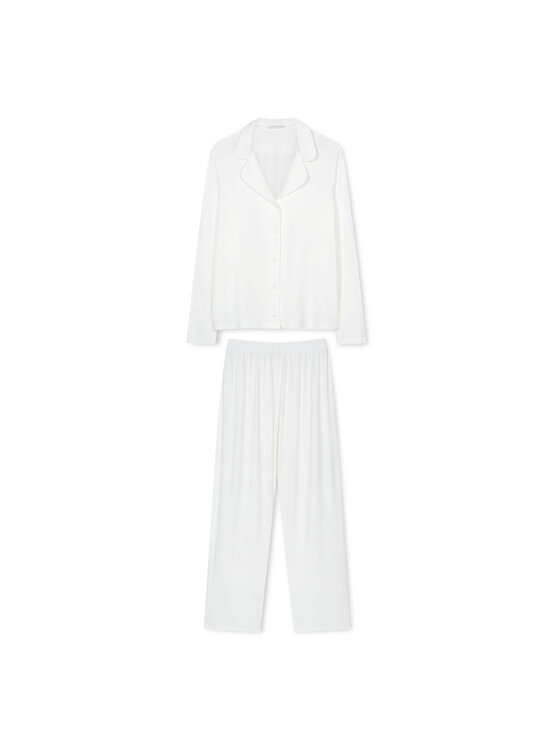 White pocket White pocket Piżama z wiskozy Écru Regular Fit