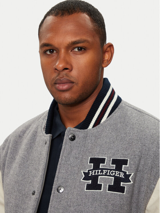 Tommy Hilfiger Tommy Hilfiger Kurtka bomber Varsity MW0MW37032 Szary Regular Fit