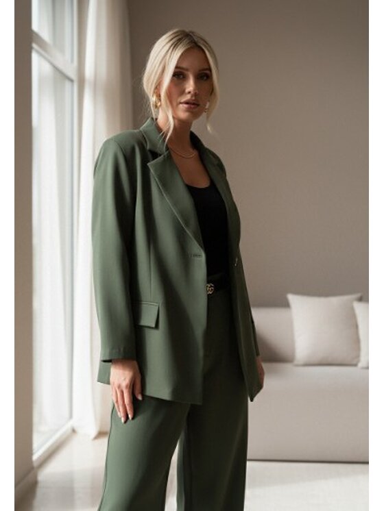 FIGL FIGL Komplet marynarka i spodnie materiałowe M1248 Zielony Regular Fit