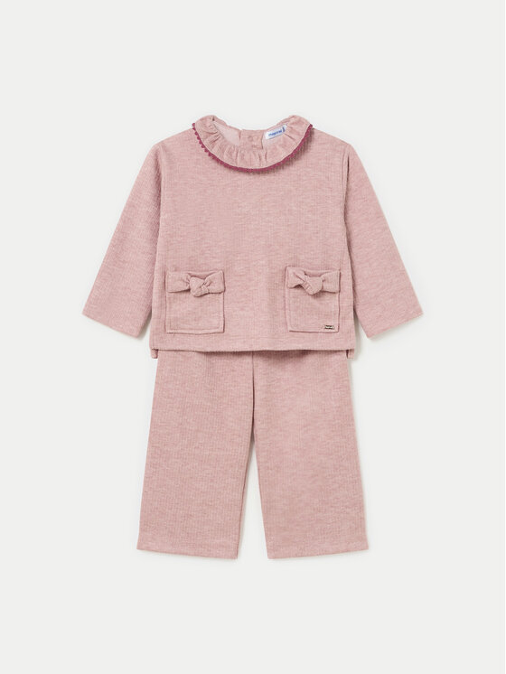 Komplet sweter i spodnie materiałowe Mayoral, Rozmiar 6M, Różowy, 2550