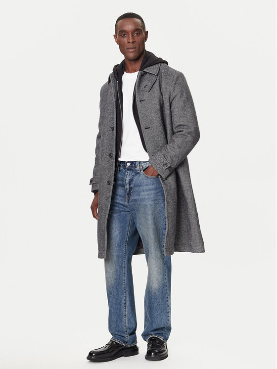 Calvin Klein Calvin Klein Płaszcz wełniany LV04LD510G Szary Regular Fit