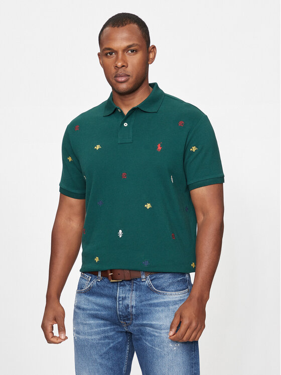 Polo Ralph Lauren Polo 710941437001 Zaļš Custom Slim Fit