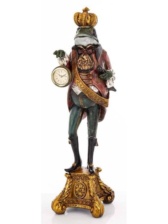 Figurka MIAhome, żabiego króla z zegarkiem 52x14x14 cm FROGG z koroną