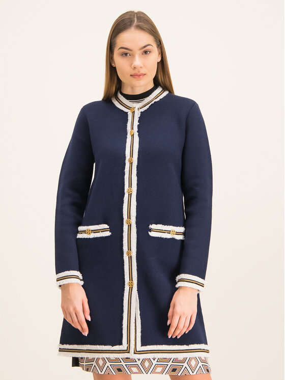 Tory Burch Tory Burch Pletena jopica Fringe Kendra 59786 Mornarsko modra Regular Fit