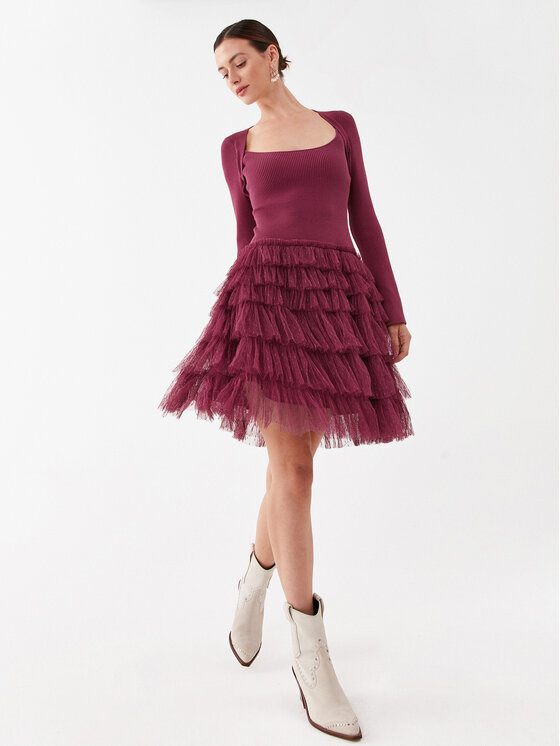TWINSET TWINSET Kokteilikleit 232TP3051 Bordoopunane Regular Fit