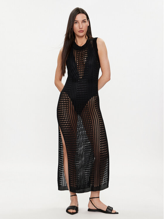 Selmark Selmark Plážové šaty BC077 Čierna Regular Fit