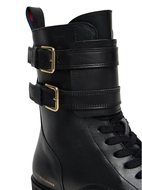 Tommy Hilfiger Tommy Hilfiger Čizme Biker Laceup FW0FW08986 Crna