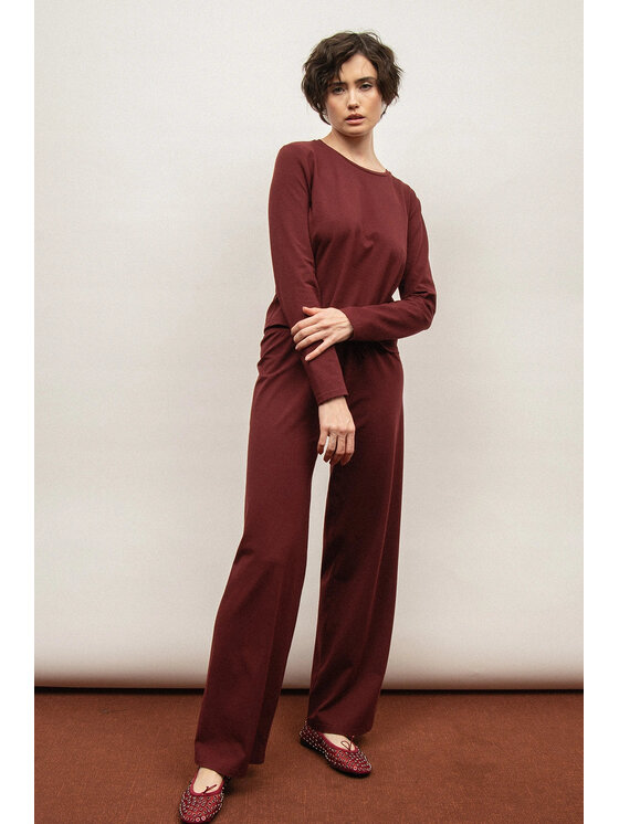 Nudyess Nudyess Pantaloni in maglia Salem Bordeaux Loose Fit