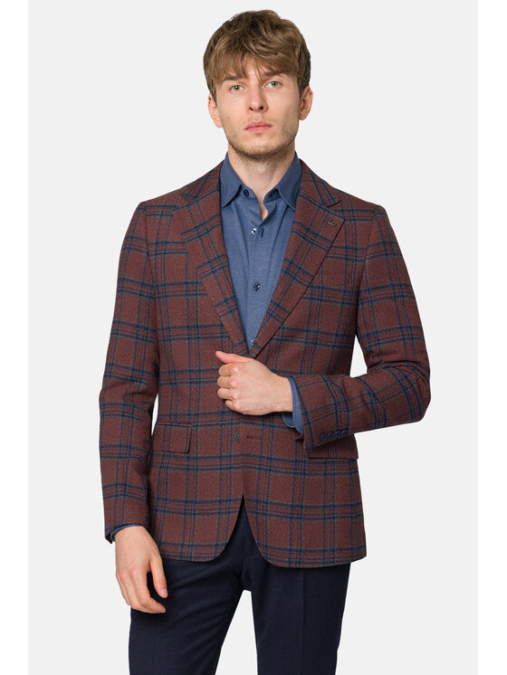 Lancerto Lancerto Marynarka Glenhope MA131223000016 Bordowy Slim Fit