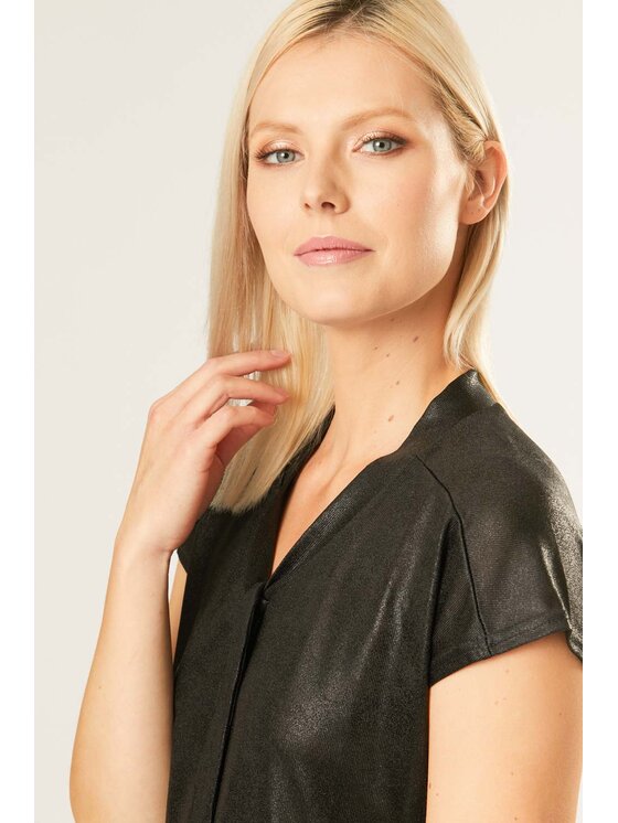 QUIOSQUE QUIOSQUE Halenka TIE BLOUSE Černá Regular Fit