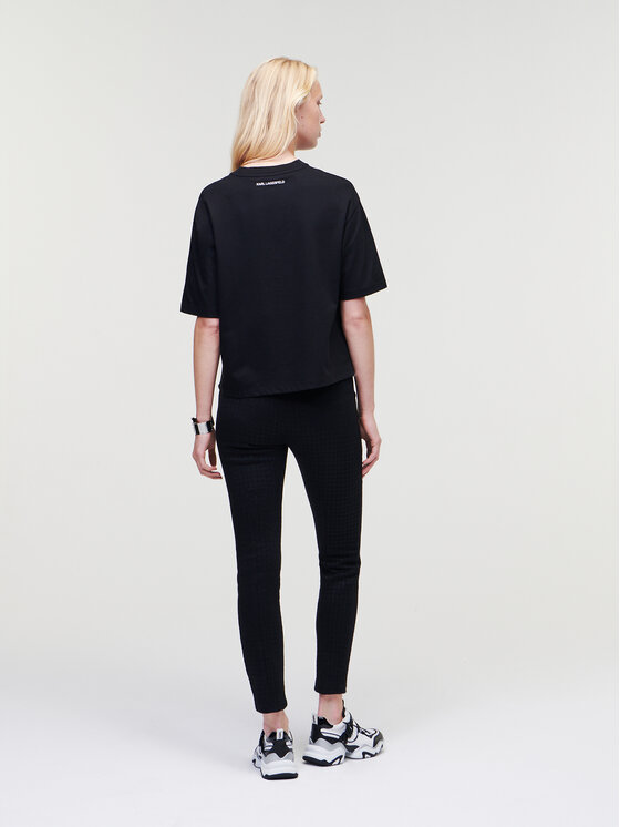 KARL LAGERFELD KARL LAGERFELD T-shirt Signature Hem 226W1703 Crna Relaxed Fit