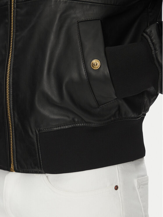 Versace Jeans Couture Versace Jeans Couture Kožená bunda 78GAVP06 Čierna Regular Fit
