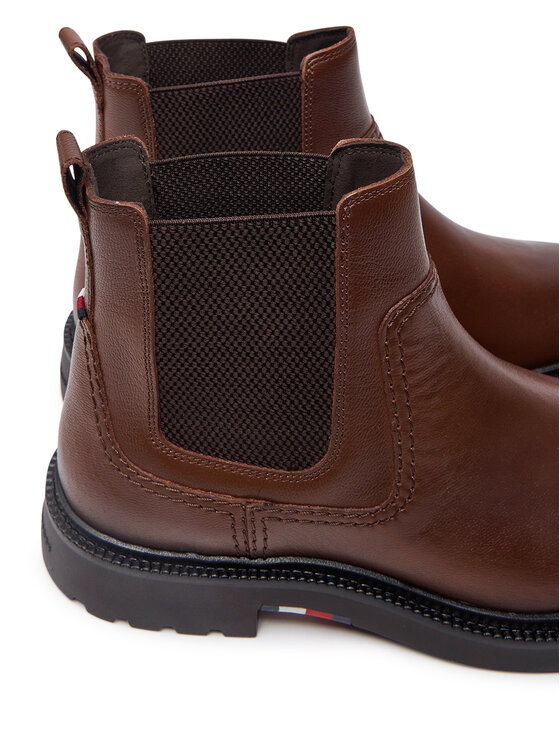 Tommy Hilfiger Tommy Hilfiger Kotníková obuv s elastickým prvkem Comfort Lwt Lth Chelsea FM0FM05184 Hnědá