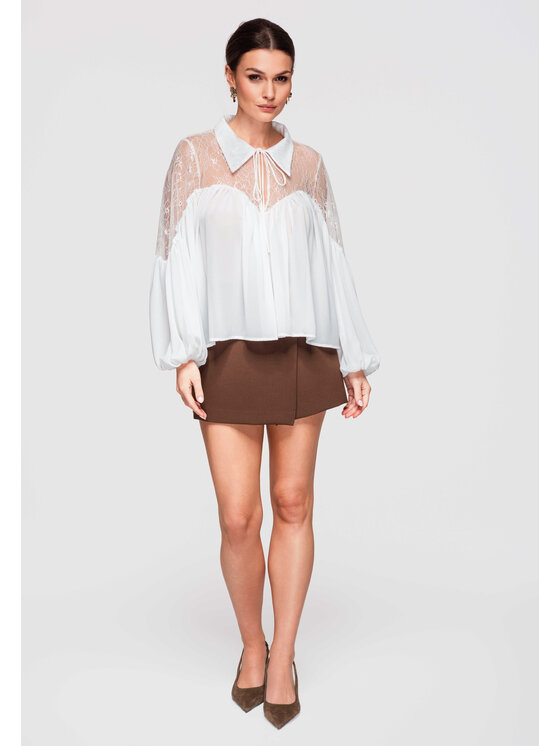 Ombre Ombre Bluzka OW-TS-E0026 Biały Loose Fit