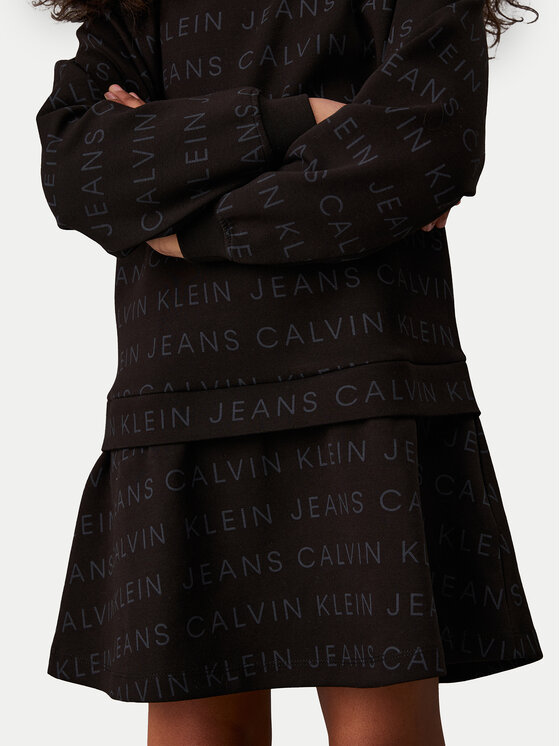 Calvin Klein Jeans Calvin Klein Jeans Kötött ruha Logo Aop IG0IG02665 Fekete Regular Fit