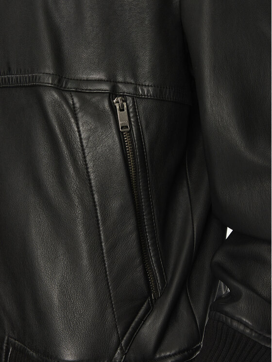 BOSS BOSS Geacă de piele Joberg 50543240 Negru Relaxed Fit