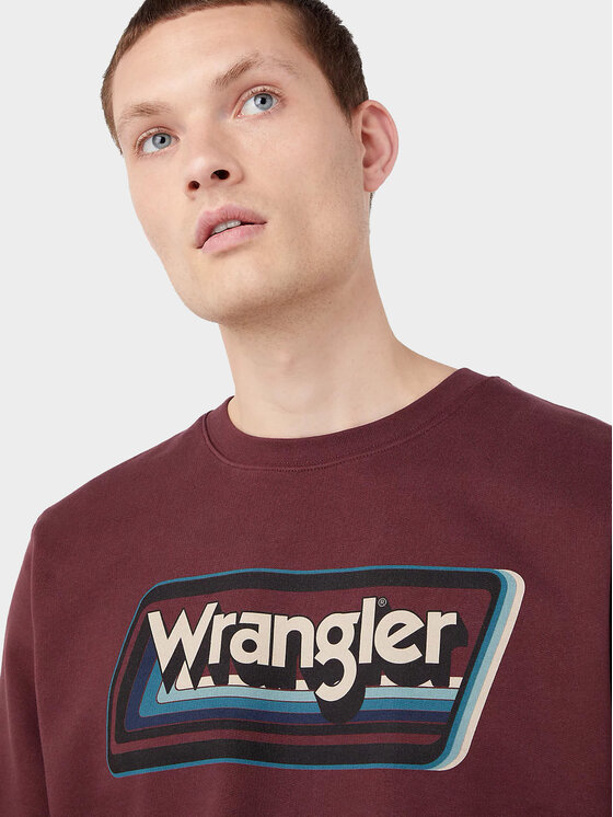 Wrangler Wrangler Bluza GRAPHIC CREW Brązowy Regular Fit