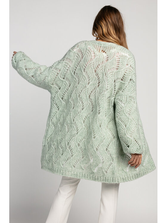 Fobya Fobya Kardigan F1971 Zielony Oversize