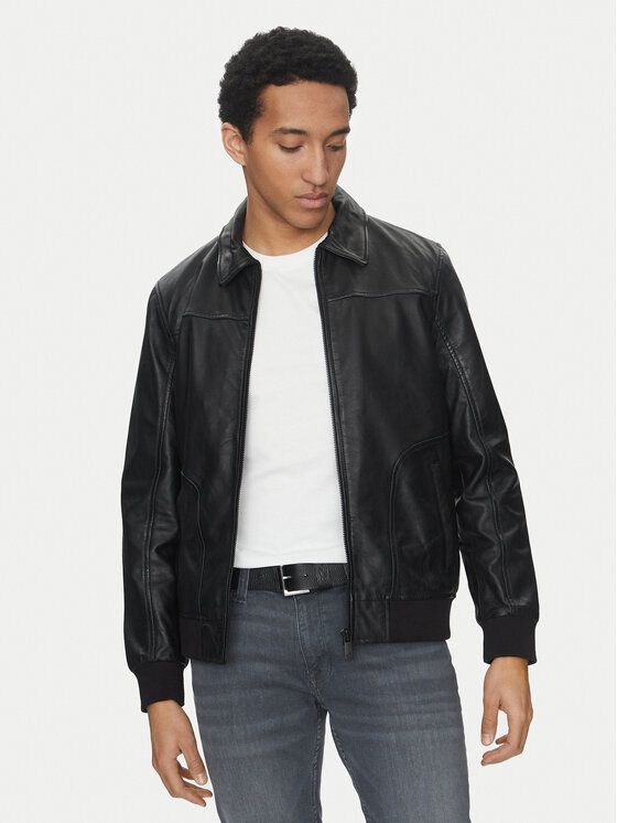 Mustang Mustang Lederjacke Essen Veg 310-24-061 Schwarz Regular Fit