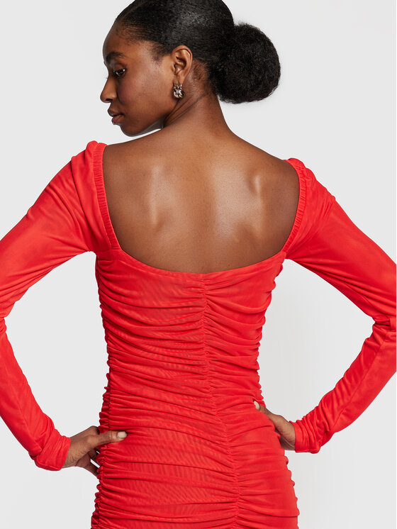 ROTATE Coctailkleid Mesh RT1981 Rot Slim Fit | Modivo.de