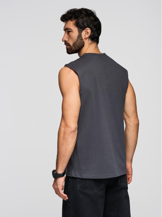 Ombre Ombre Tank top OM-TSTT-0243 Szary Loose Fit