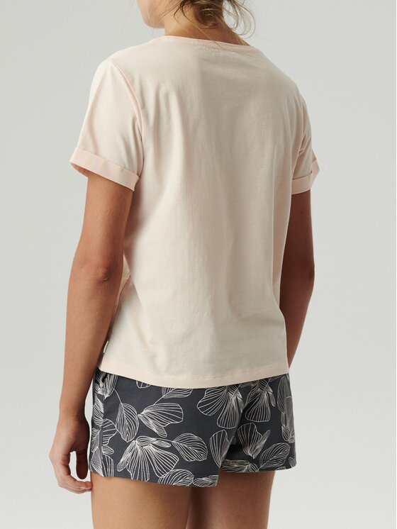 Atlantic Atlantic Piżama Flowers Beżowy Regular Fit