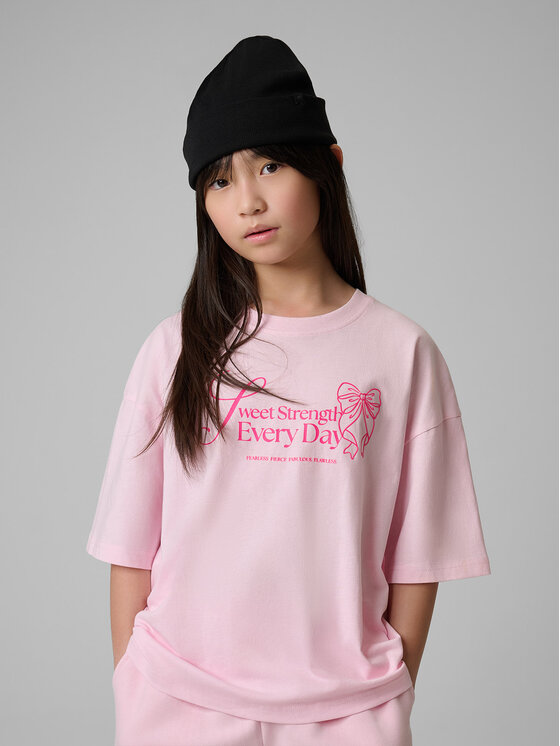 4F 4F T-Shirt BOW MOTION Różowy jasny Loose Fit