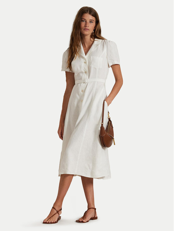 Polo Ralph Lauren Polo Ralph Lauren Rochie tip cămașă 211972041001 Alb Regular Fit