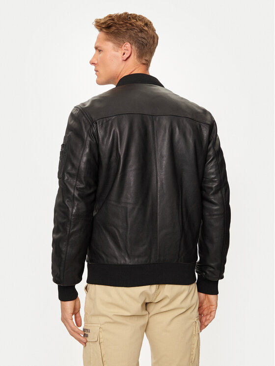 Aeronautica Militare Aeronautica Militare Шкіряна куртка 242PN951PL249 Чорний Regular Fit