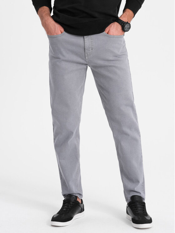 Ombre Ombre Jeansy OM-PADP-0148 Šedá Slim Fit