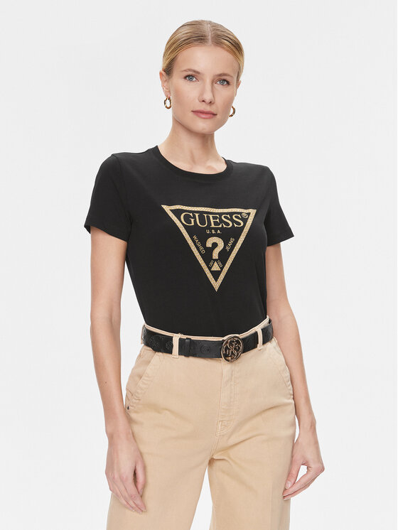 Guess Guess Футболка W4RI69 J1314 Чорний Regular Fit