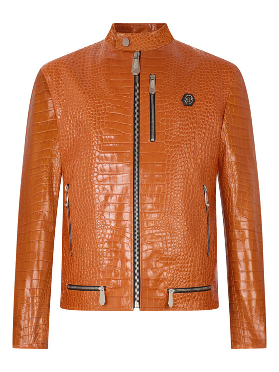 PHILIPP PLEIN PHILIPP PLEIN Kurtka skórzana 29937 Czarny Slim Fit