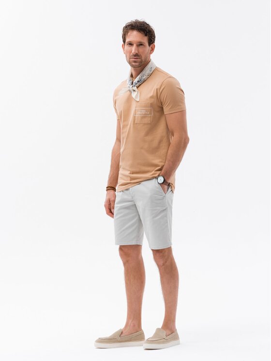 Ombre Ombre T-Shirt S1742 Hnědá Regular Fit
