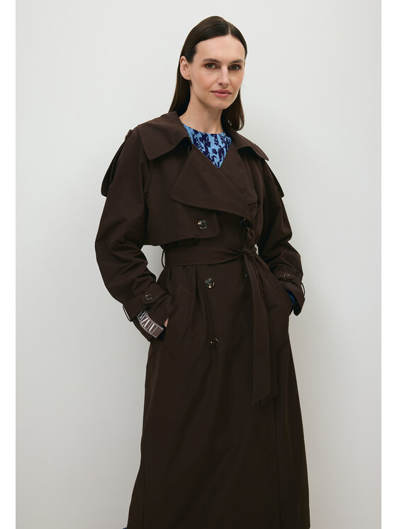 BIZUU BIZUU Trencz RACHELLA OVERSIZED TRENCH COAT Brązowy Standard Fit