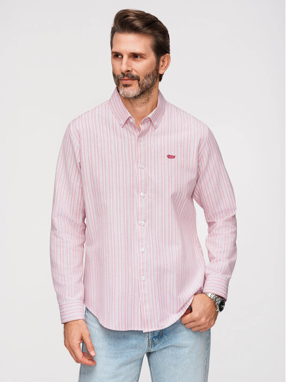 Ombre Ombre Koszula K703 Różowy Regular Fit