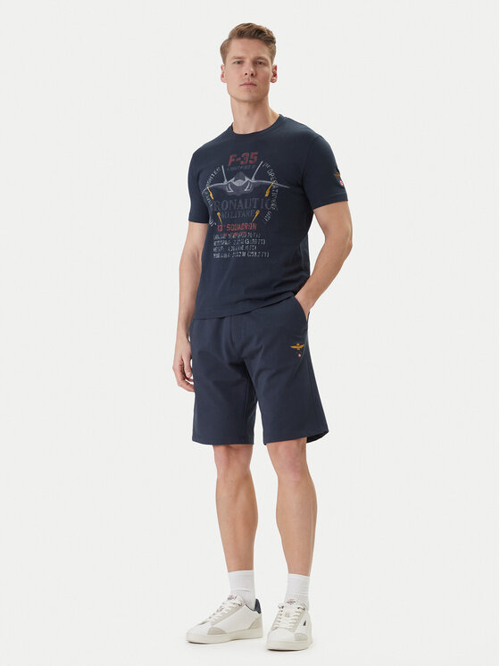 Aeronautica Militare Aeronautica Militare Sportovní kraťasy 261BF0032UF00674 Tmavomodrá Regular Fit