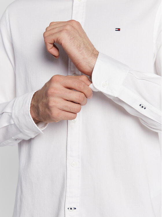 Tommy Hilfiger Tommy Hilfiger Marškiniai Dobby MW0MW25038 Balta Slim Fit