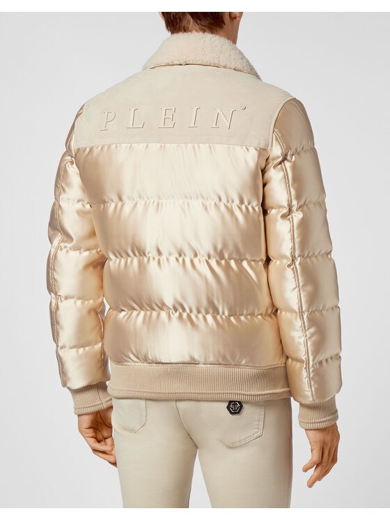 PHILIPP PLEIN PHILIPP PLEIN Kurtka skórzana 20847 Beżowy Regular Fit