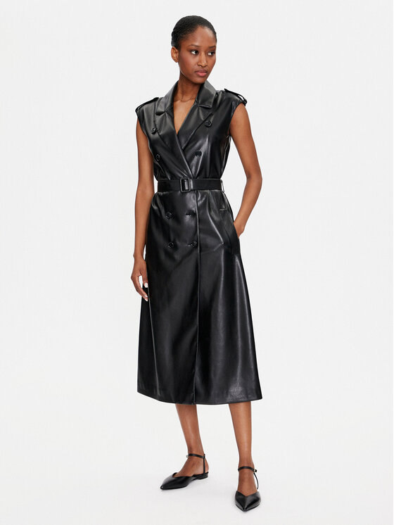 BOSS Boss Рокля от имитация на кожа Dujeta 50518473 Черен Regular Fit