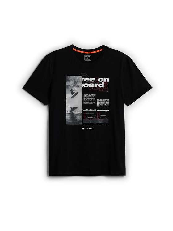 4F 4F T-Shirt FOB SUMMER Czarny Regular Fit