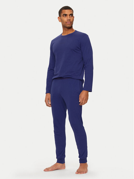 United Colors Of Benetton United Colors Of Benetton Majica dugih rukava 30964M017 Plava Slim Fit