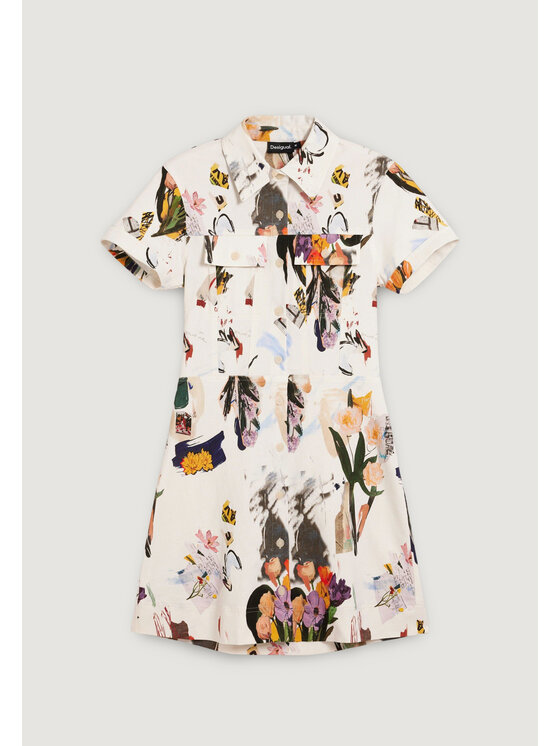 Desigual Desigual Рокля тип риза Fini 26SWVW48 Екрю Regular Fit