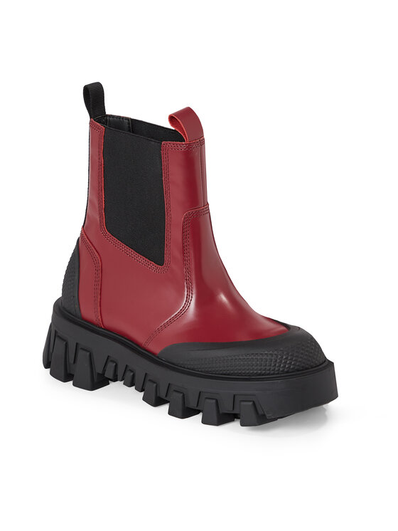 Tommy Jeans Tommy Jeans Боти тип челси Tjw Chunky Chelsea Mix Material EN0EN02375 Червен